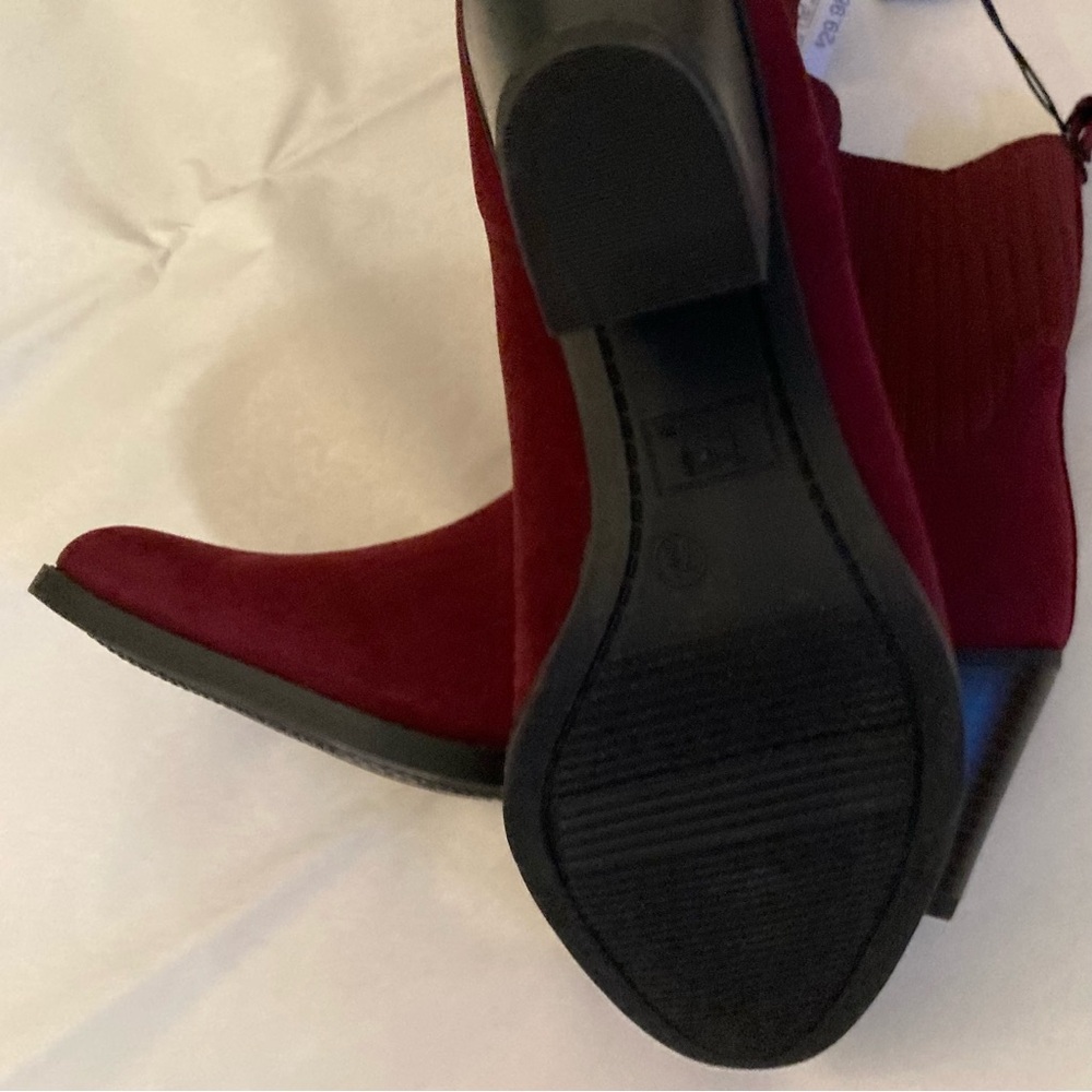 NWT Burgundy Microsuede Boots - Picture 10 of 14